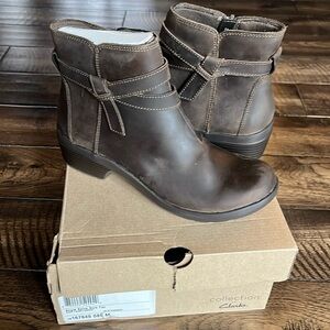 Clarks Brown Leather Ankle Boots